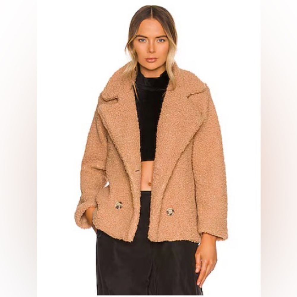 MORE TO COME Elettra Tan Teddy Jacket Size XS